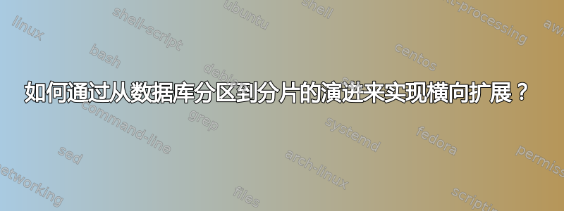 如何通过从数据库分区到分片的演进来实现横向扩展？