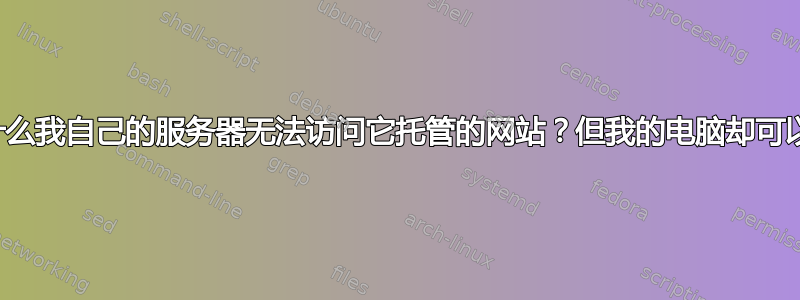 为什么我自己的服务器无法访问它托管的网站？但我的电脑却可以？