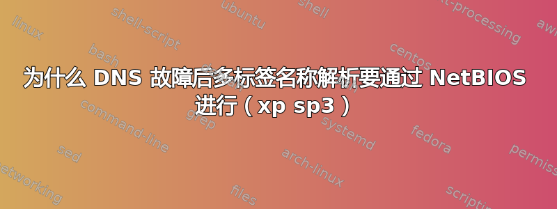 为什么 DNS 故障后多标签名称解析要通过 NetBIOS 进行（xp sp3）