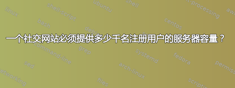 一个社交网站必须提供多少千名注册用户的服务器容量？