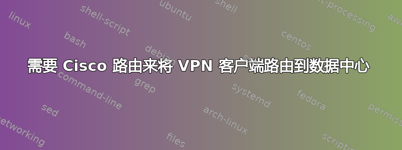 需要 Cisco 路由来将 VPN 客户端路由到数据中心