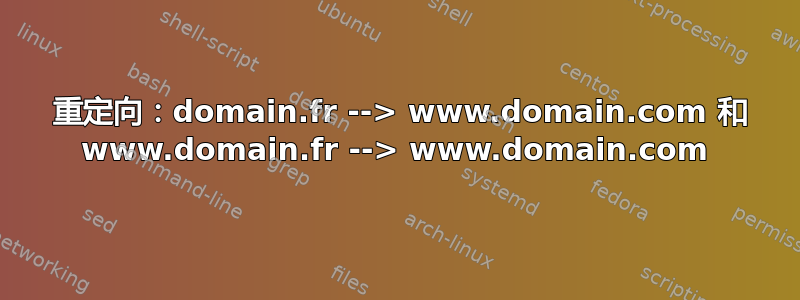 301 重定向：domain.fr --> www.domain.com 和 www.domain.fr --> www.domain.com