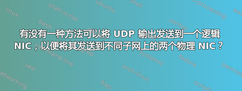 有没有一种方法可以将 UDP 输出发送到一个逻辑 NIC，以便将其发送到不同子网上的两个物理 NIC？