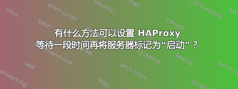 有什么方法可以设置 HAProxy 等待一段时间再将服务器标记为“启动”？