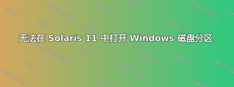 无法在 Solaris 11 中打开 Windows 磁盘分区