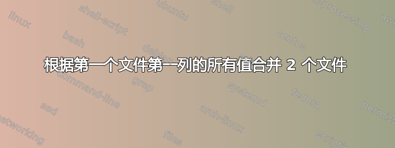 根据第一个文件第一列的所有值合并 2 个文件