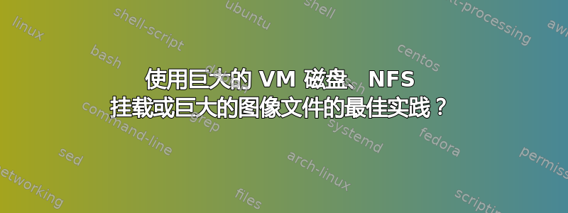 使用巨大的 VM 磁盘、NFS 挂载或巨大的图像文件的最佳实践？