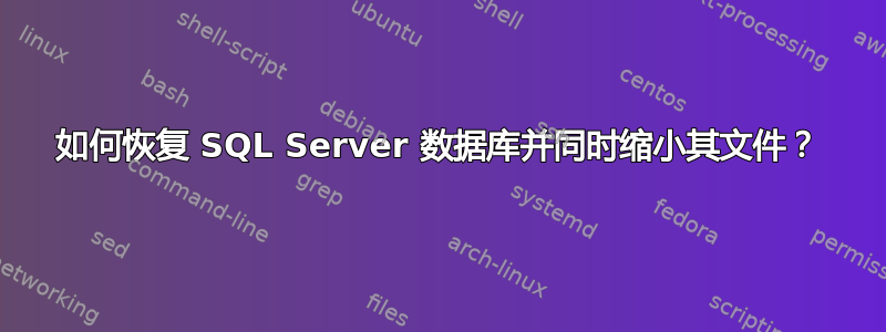 如何恢复 SQL Server 数据库并同时缩小其文件？