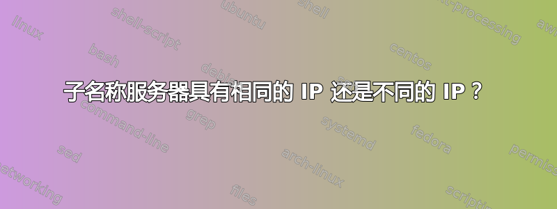 子名称服务器具有相同的 IP 还是不同的 IP？