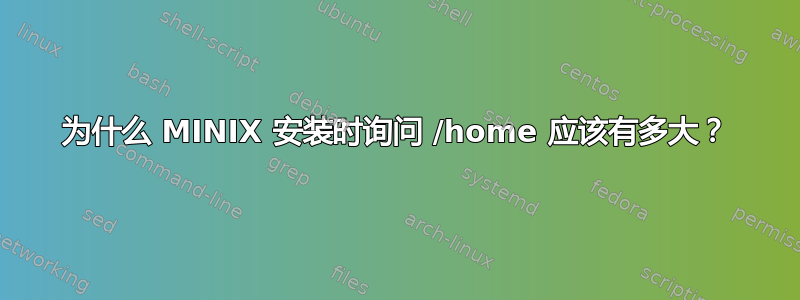 为什么 MINIX 安装时询问 /home 应该有多大？