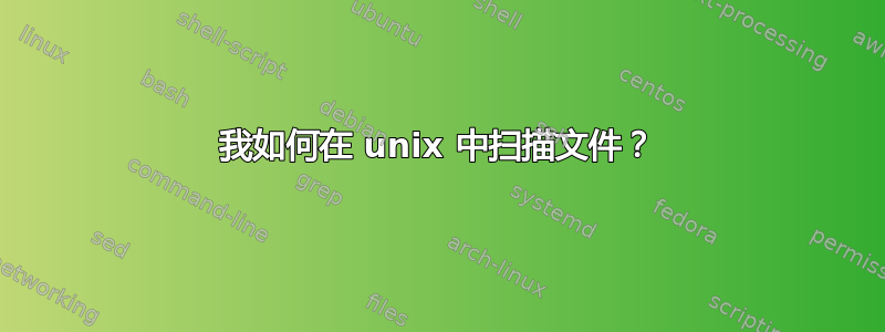 我如何在 unix 中扫描文件？