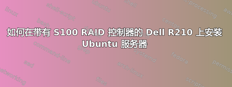 如何在带有 S100 RAID 控制器的 Dell R210 上安装 Ubuntu 服务器