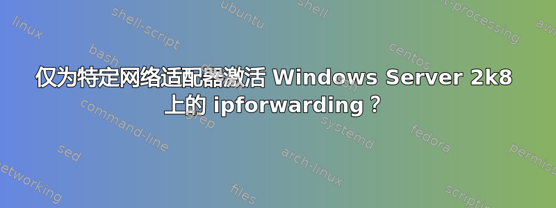 仅为特定网络适配器激活 Windows Server 2k8 上的 ipforwarding？