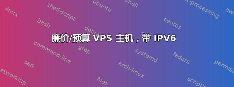 廉价/预算 VPS 主机，带 IPV6 