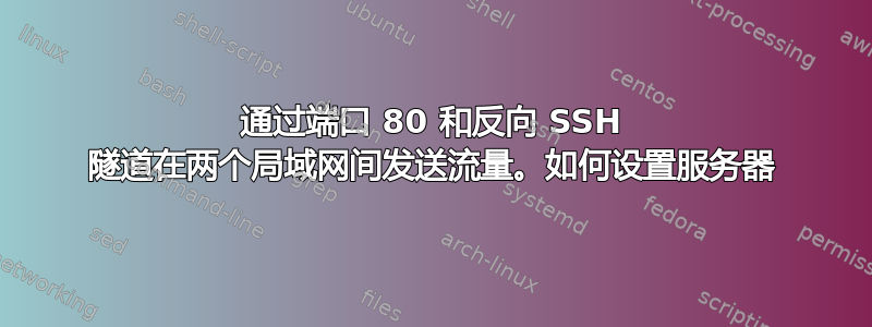 通过端口 80 和反向 SSH 隧道在两个局域网间发送流量。如何设置服务器