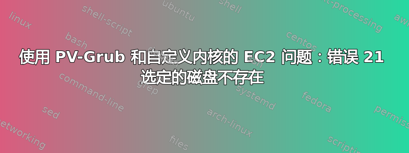 使用 PV-Grub 和自定义内核的 EC2 问题：错误 21 选定的磁盘不存在