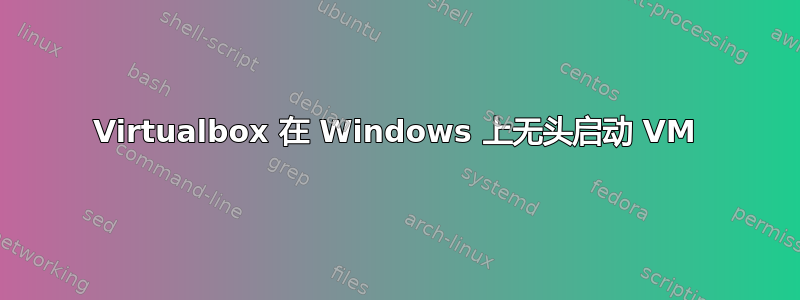 Virtualbox 在 Windows 上无头启动 VM