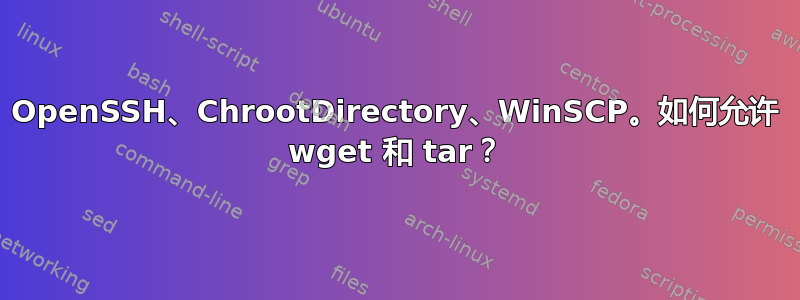 OpenSSH、ChrootDirectory、WinSCP。如何允许 wget 和 tar？