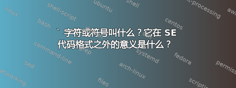 ` 字符或符号叫什么？它在 SE 代码格式之外的意义是什么？ 