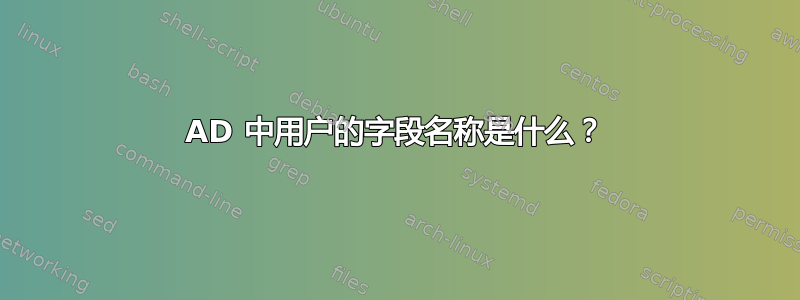 AD 中用户的字段名称是什么？