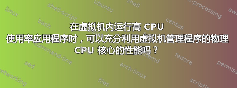 在虚拟机内运行高 CPU 使用率应用程序时，可以充分利用虚拟机管理程序的物理 CPU 核心的性能吗？