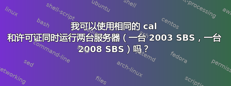 我可以使用相同的 cal 和许可证同时运行两台服务器（一台 2003 SBS，一台 2008 SBS）吗？