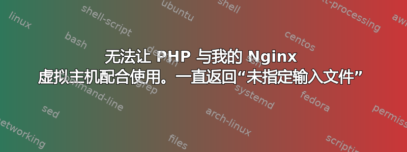 无法让 PHP 与我的 Nginx 虚拟主机配合使用。一直返回“未指定输入文件”