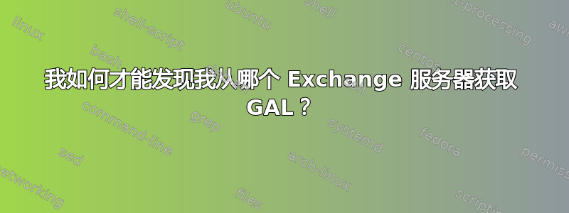 我如何才能发现我从哪个 Exchange 服务器获取 GAL？