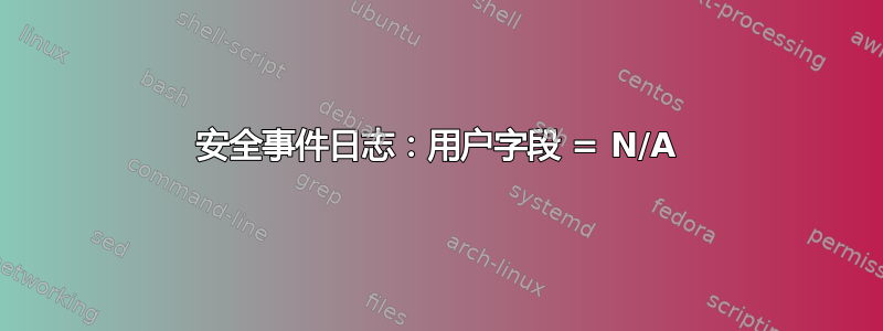 安全事件日志：用户字段 = N/A