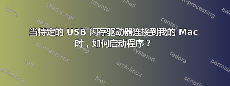 当特定的 USB 闪存驱动器连接到我的 Mac 时，如何启动程序？