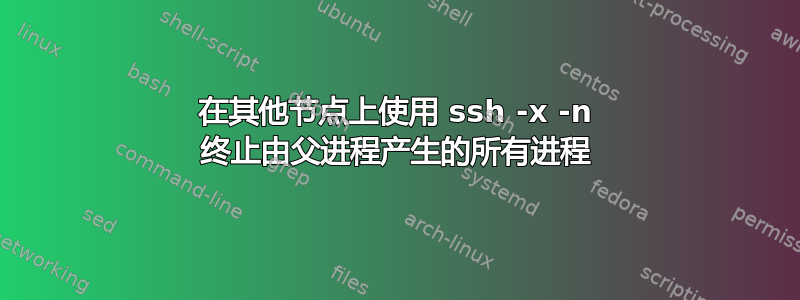 在其他节点上使用 ssh -x -n 终止由父进程产生的所有进程