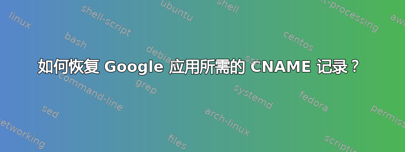 如何恢复 Google 应用所需的 CNAME 记录？