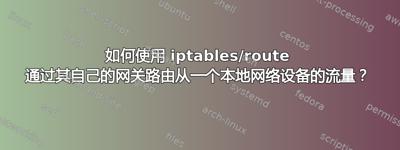 如何使用 iptables/route 通过其自己的网关路由从一个本地网络设备的流量？