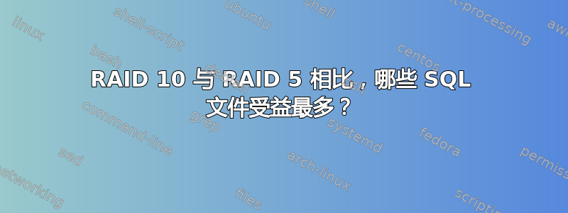 RAID 10 与 RAID 5 相比，哪些 SQL 文件受益最多？