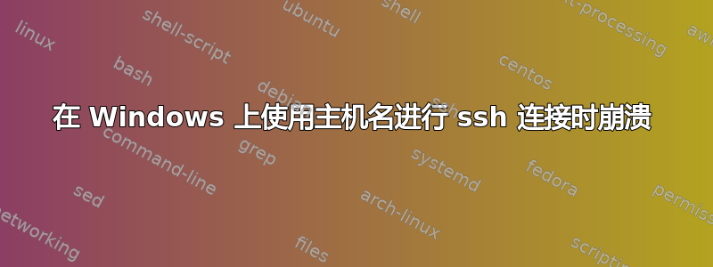 在 Windows 上使用主机名进行 ssh 连接时崩溃