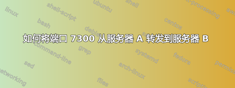 如何将端口 7300 从服务器 A 转发到服务器 B