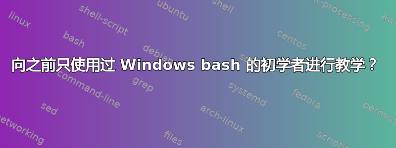 向之前只使用过 Windows bash 的初学者进行教学？