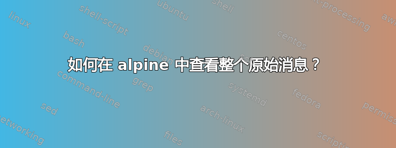 如何在 alpine 中查看整个原始消息？