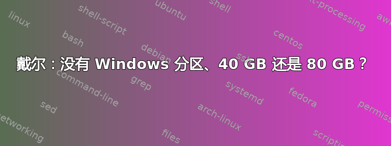 戴尔：没有 Windows 分区、40 GB 还是 80 GB？