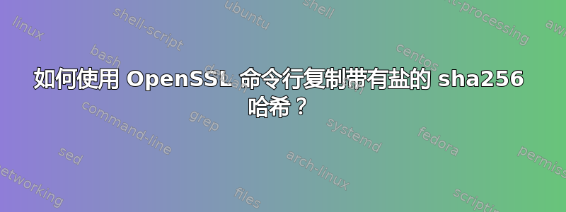 如何使用 OpenSSL 命令行复制带有盐的 sha256 哈希？