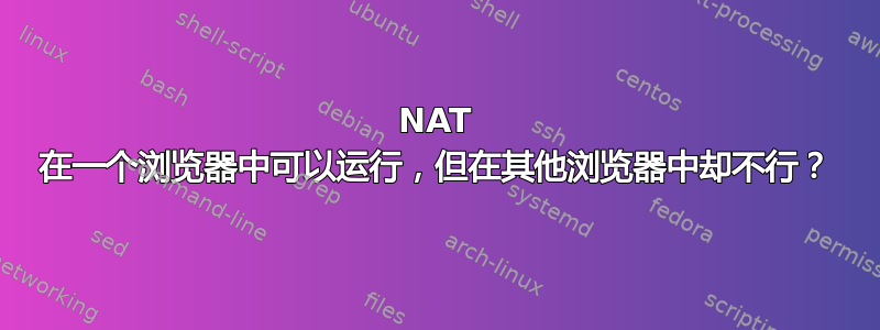 NAT 在一个浏览器中可以运行，但在其他浏览器中却不行？