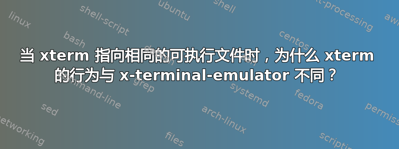 当 xterm 指向相同的可执行文件时，为什么 xterm 的行为与 x-terminal-emulator 不同？