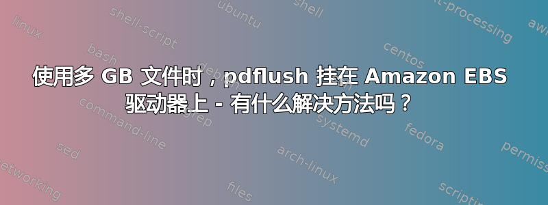 使用多 GB 文件时，pdflush 挂在 Amazon EBS 驱动器上 - 有什么解决方法吗？