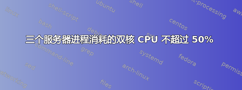 三个服务器进程消耗的双核 CPU 不超过 50%