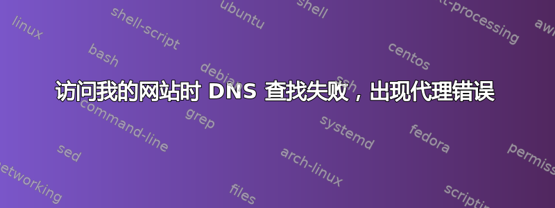 访问我的网站时 DNS 查找失败，出现代理错误