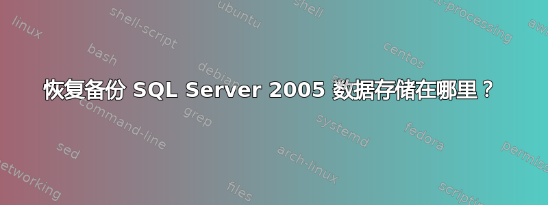 恢复备份 SQL Server 2005 数据存储在哪里？