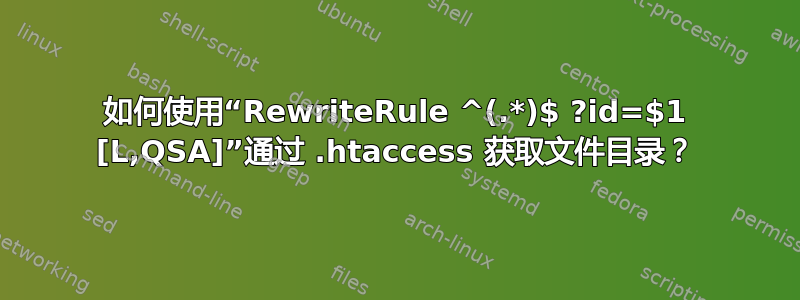 如何使用“RewriteRule ^(.*)$ ?id=$1 [L,QSA]”通过 .htaccess 获取文件目录？