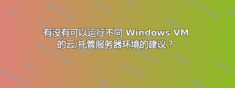 有没有可以运行不同 Windows VM 的云/托管服务器环境的建议？