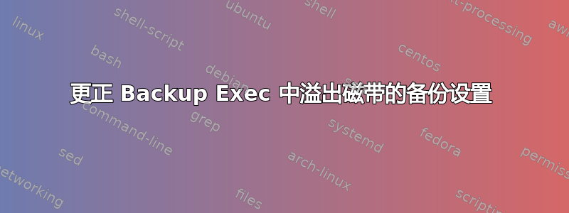 更正 Backup Exec 中溢出磁带的备份设置