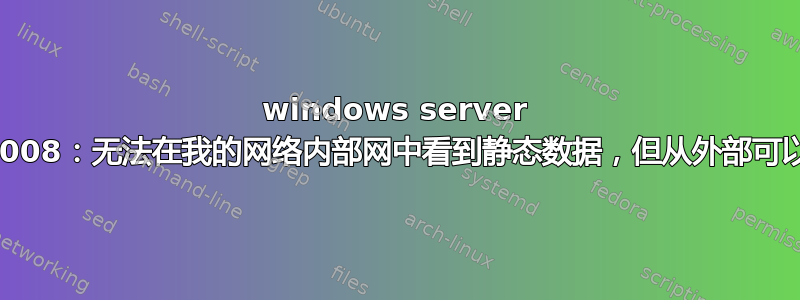 windows server 2008：无法在我的网络内部网中看到静态数据，但从外部可以